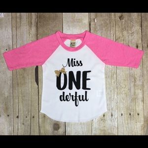Girls first birthday raglan sleeved shirt NWOT